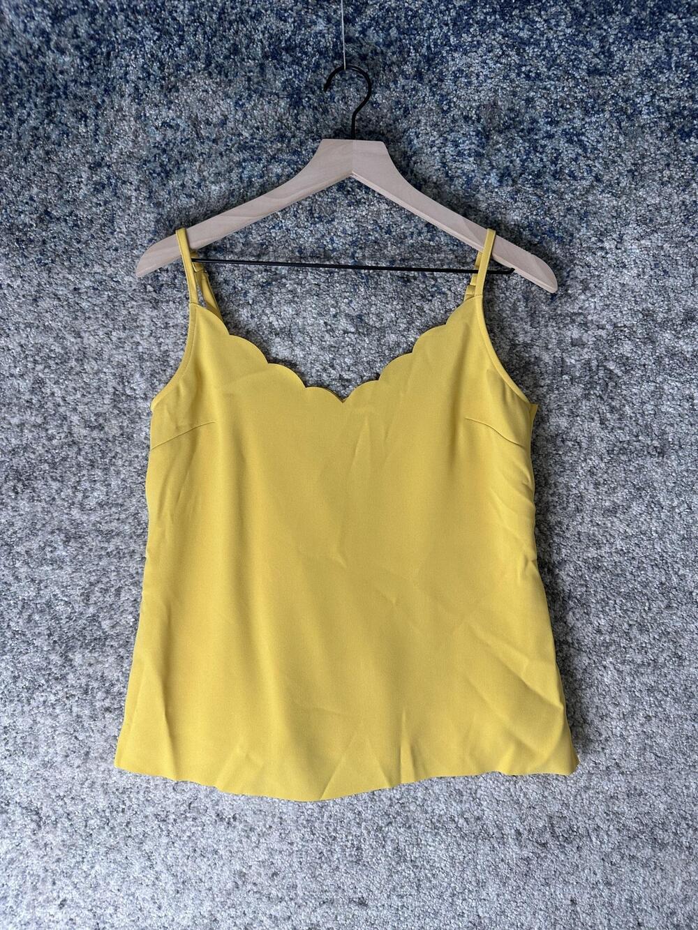Ted Baker Tank Top Womens 2 Yellow Siina Scallop Neck Adjustable Strap Cami